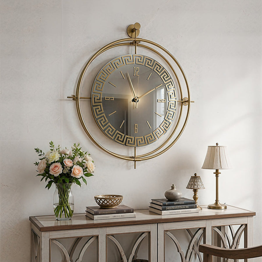 Orvasco Miravelle Mirror Illuminated Metal Wall Clock, 50 cm