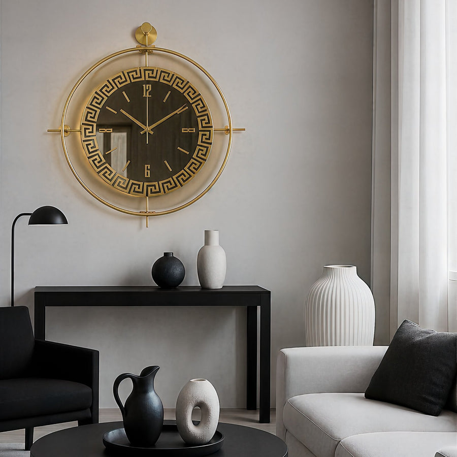 Orvasco Miravelle Mirror Illuminated Metal Wall Clock, 50 cm