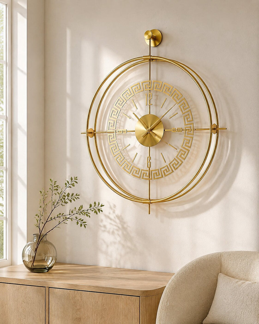 Orvasco Miravelle Mirror Illuminated Metal Wall Clock, 50 cm