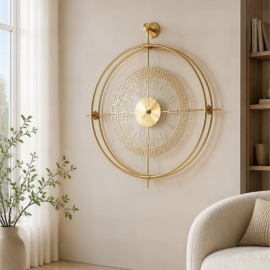 Orvasco Miravelle Mirror Illuminated Metal Wall Clock, 50 cm