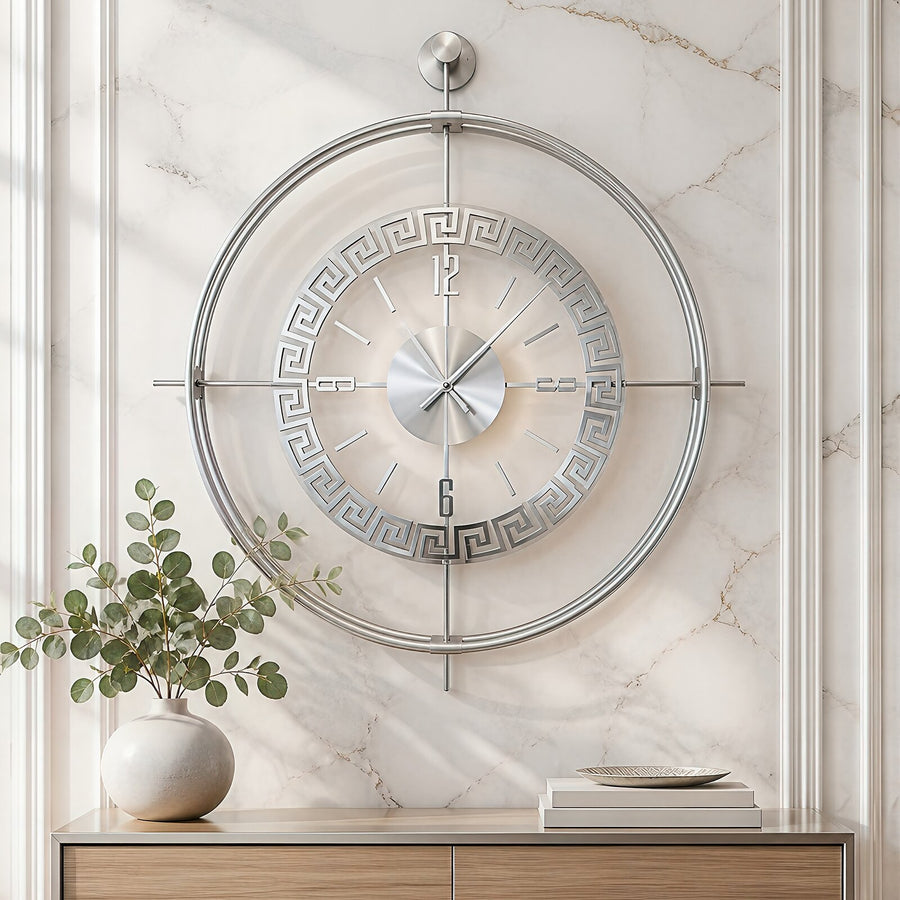 Orvasco Miravelle Mirror Illuminated Metal Wall Clock, 50 cm