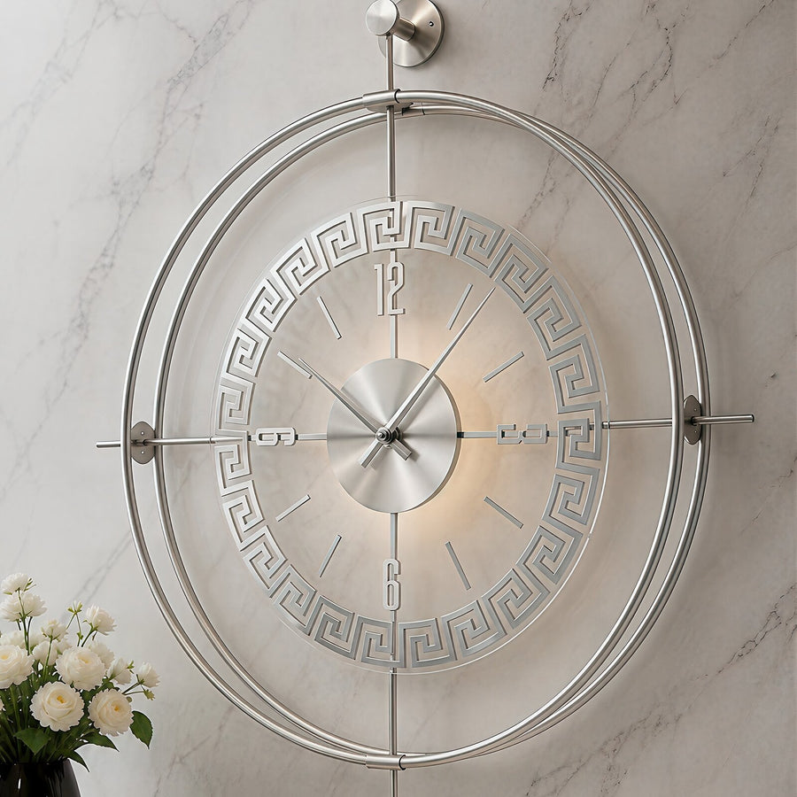 Orvasco Miravelle Mirror Illuminated Metal Wall Clock, 50 cm