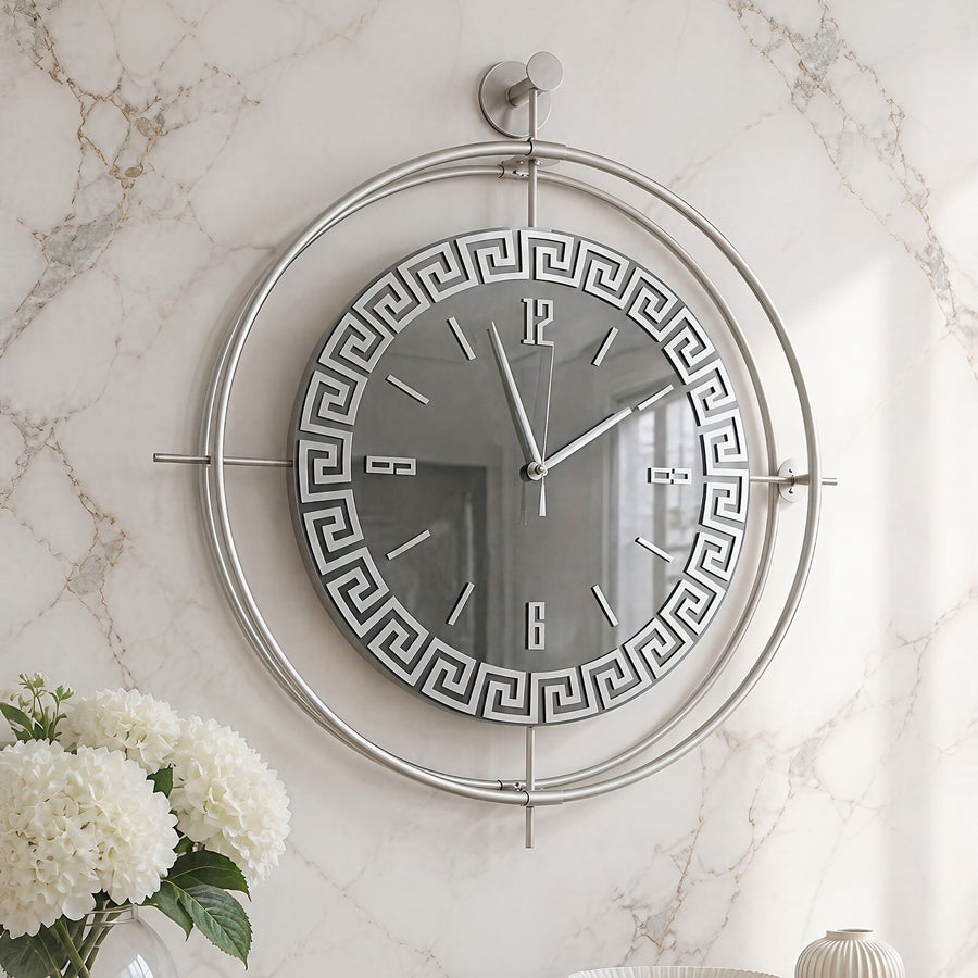 Orvasco Miravelle Mirror Illuminated Metal Wall Clock, 50 cm