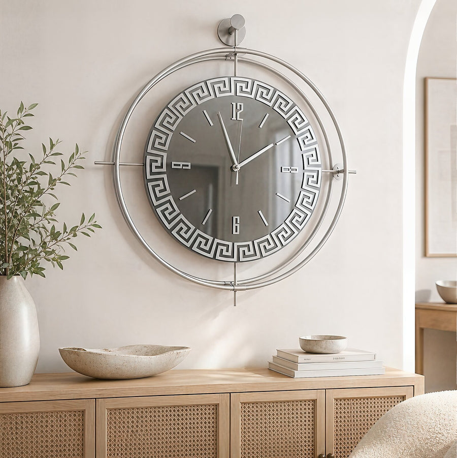 Orvasco Miravelle Mirror Illuminated Metal Wall Clock, 50 cm