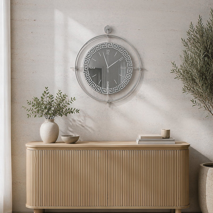 Orvasco Miravelle Mirror Illuminated Metal Wall Clock, 50 cm