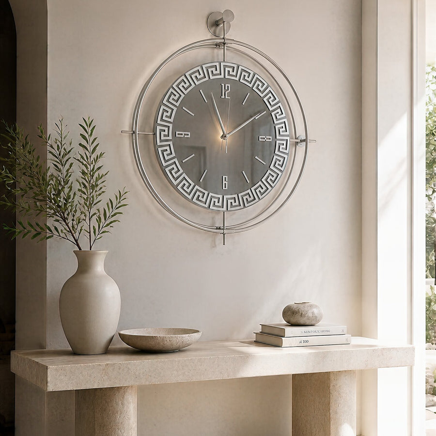 Orvasco Miravelle Mirror Illuminated Metal Wall Clock, 50 cm