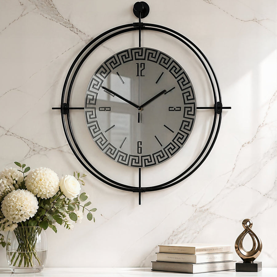 Orvasco Miravelle Mirror Illuminated Metal Wall Clock, 50 cm