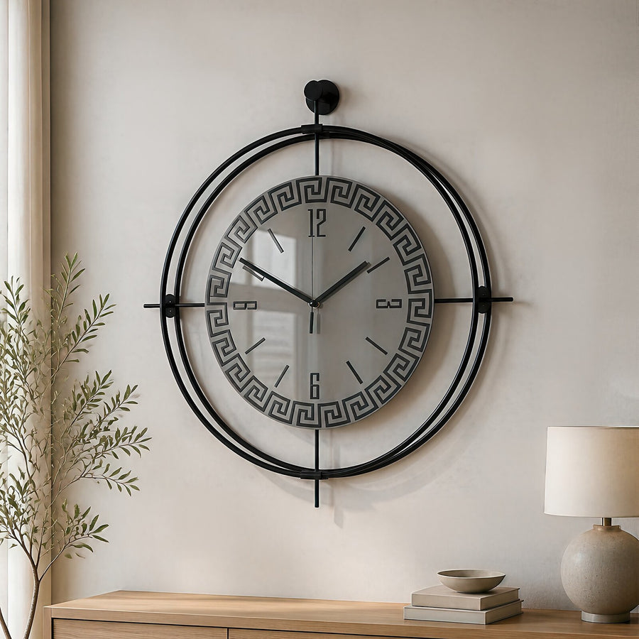 Orvasco Miravelle Mirror Illuminated Metal Wall Clock, 50 cm