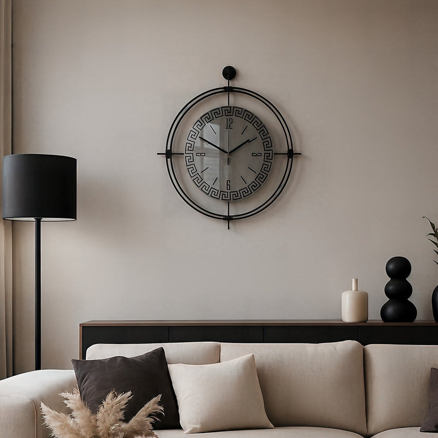 Orvasco Miravelle Mirror Illuminated Metal Wall Clock, 50 cm