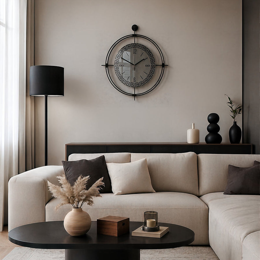 Orvasco Miravelle Mirror Illuminated Metal Wall Clock, 50 cm