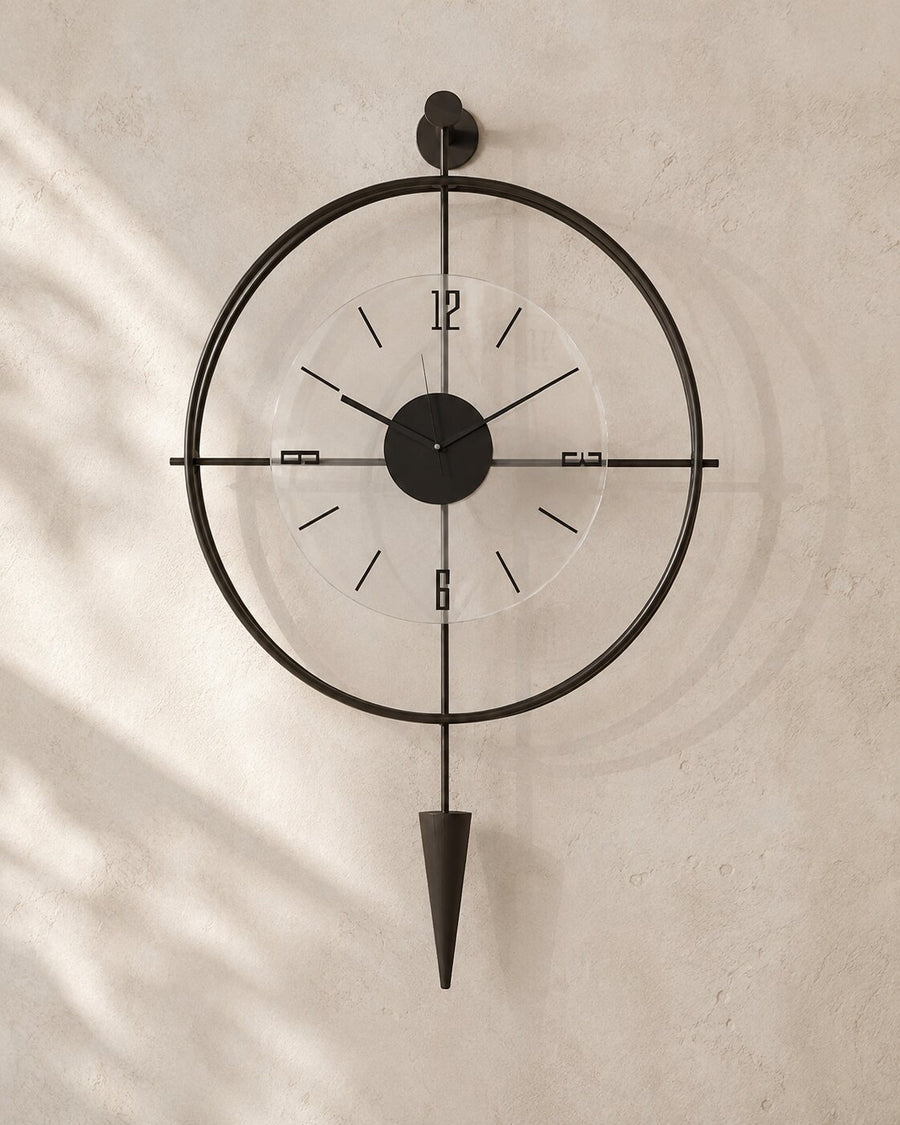 Orvasco Versay Pendulum Metal Wall Clock, 50 × 90 cm