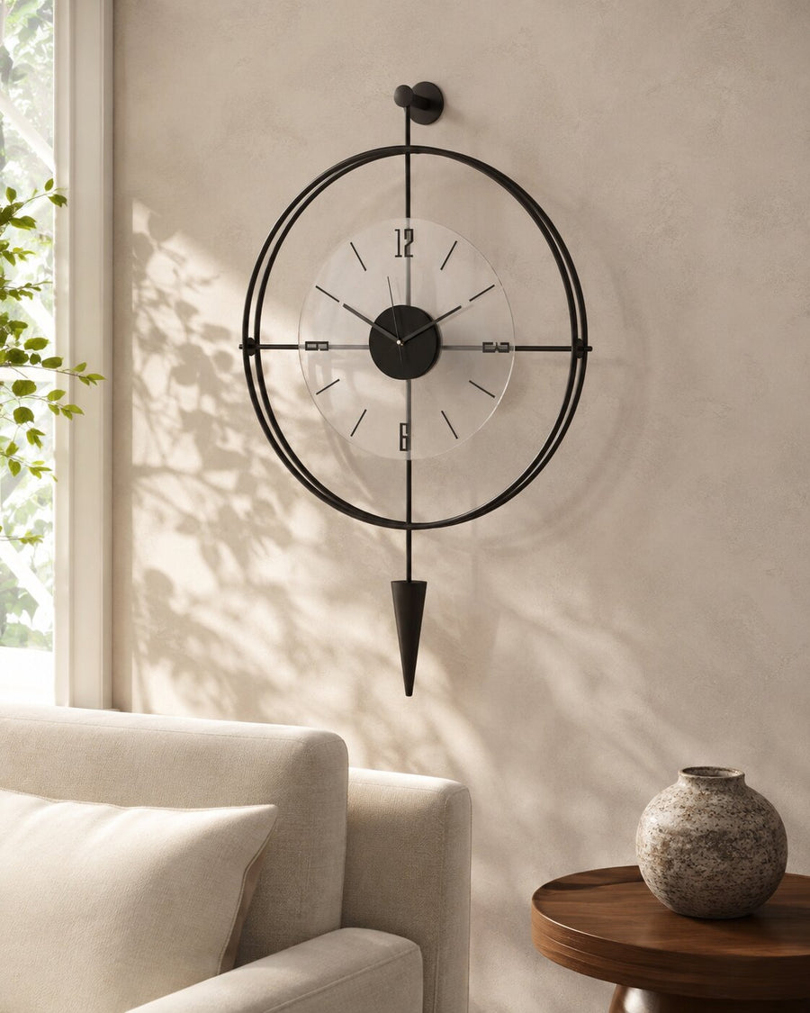 Orvasco Versay Pendulum Metal Wall Clock, 50 × 90 cm