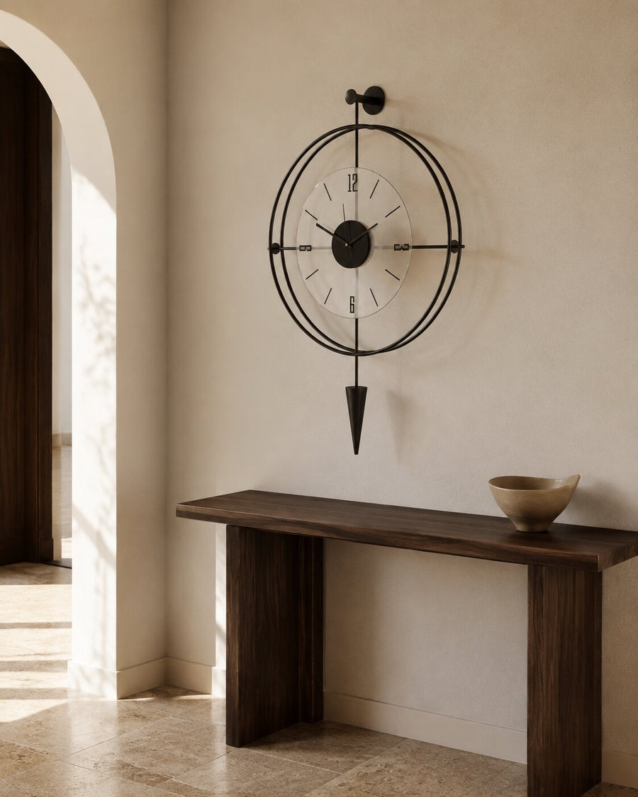 Orvasco Versay Pendulum Metal Wall Clock, 50 × 90 cm
