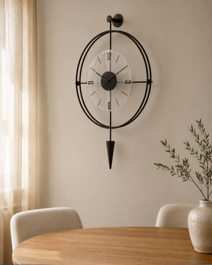 Orvasco Versay Pendulum Metal Wall Clock, 50 × 90 cm