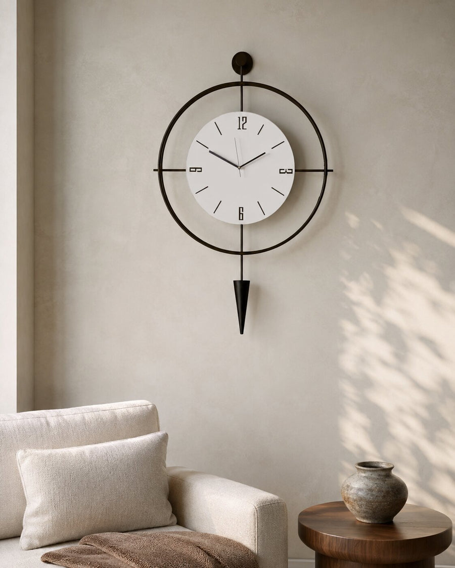 Orvasco Versay Pendulum Metal Wall Clock, 50 × 90 cm
