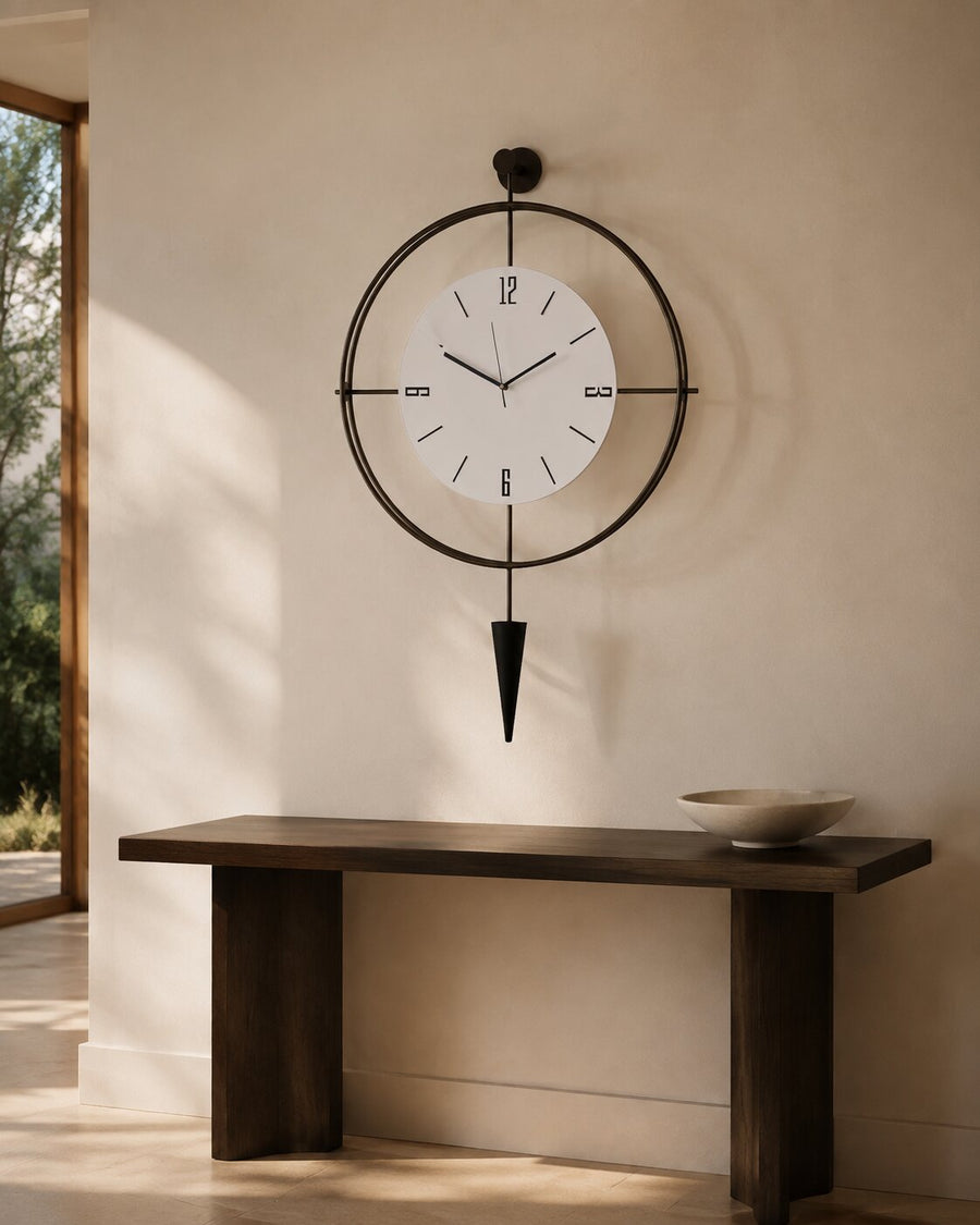 Orvasco Versay Pendulum Metal Wall Clock, 50 × 90 cm