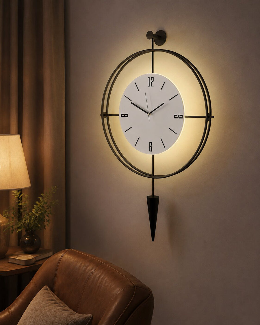 Orvasco Versay Pendulum Metal Wall Clock, 50 × 90 cm
