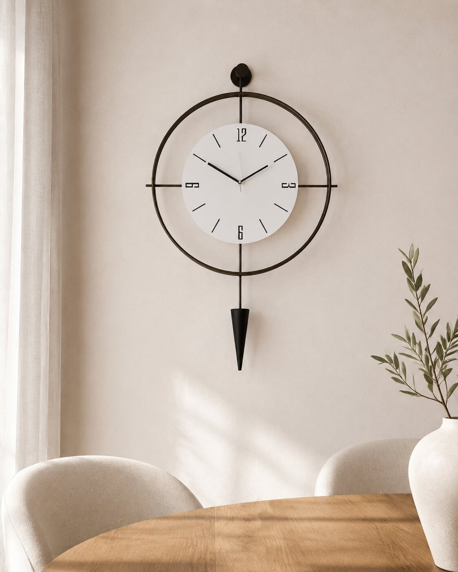 Orvasco Versay Pendulum Metal Wall Clock, 50 × 90 cm