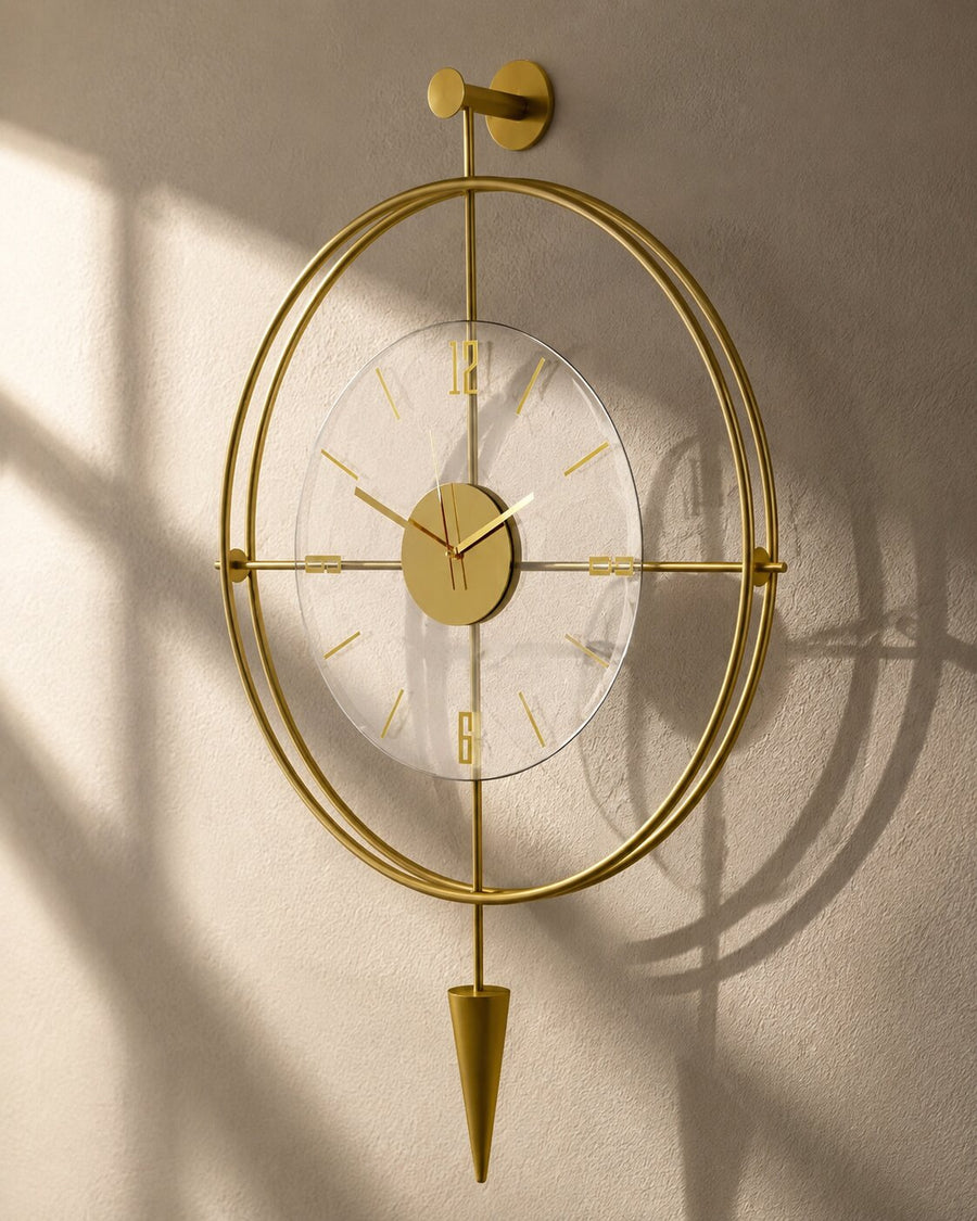 Orvasco Versay Pendulum Metal Wall Clock, 50 × 90 cm