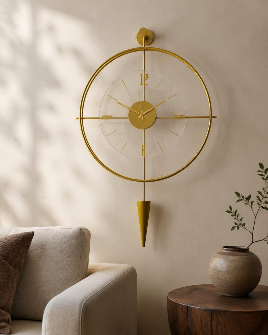 Orvasco Versay Pendulum Metal Wall Clock, 50 × 90 cm