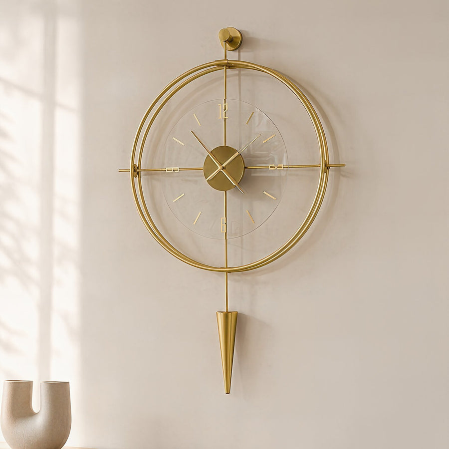 Orvasco Versay Pendulum Metal Wall Clock, 50 × 90 cm