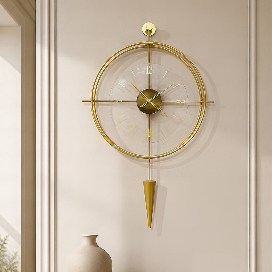 Orvasco Versay Pendulum Metal Wall Clock, 50 × 90 cm