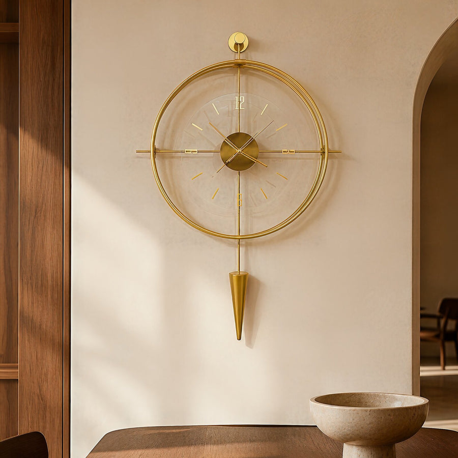 Orvasco Versay Pendulum Metal Wall Clock, 50 × 90 cm