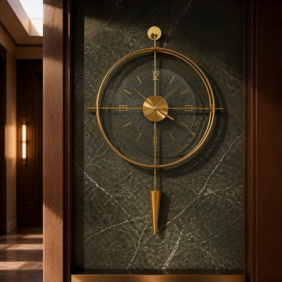 Orvasco Versay Pendulum Metal Wall Clock, 50 × 90 cm