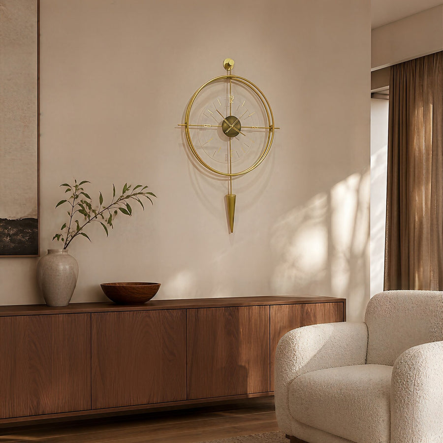 Orvasco Versay Pendulum Metal Wall Clock, 50 × 90 cm