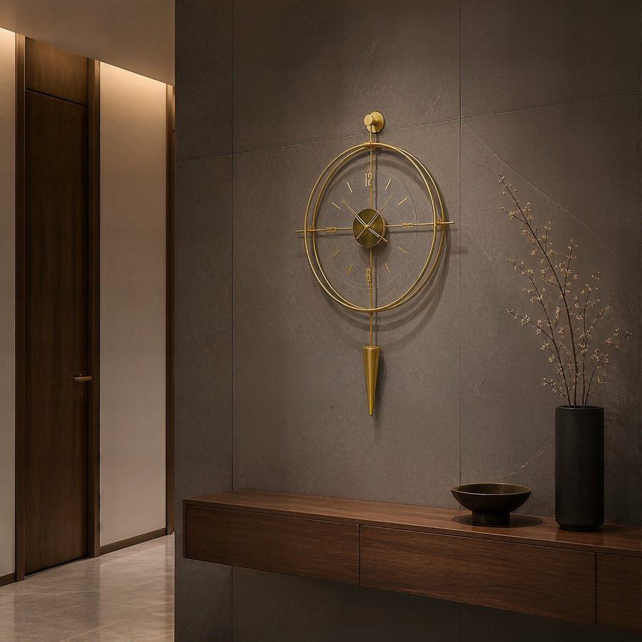 Orvasco Versay Pendulum Metal Wall Clock, 50 × 90 cm