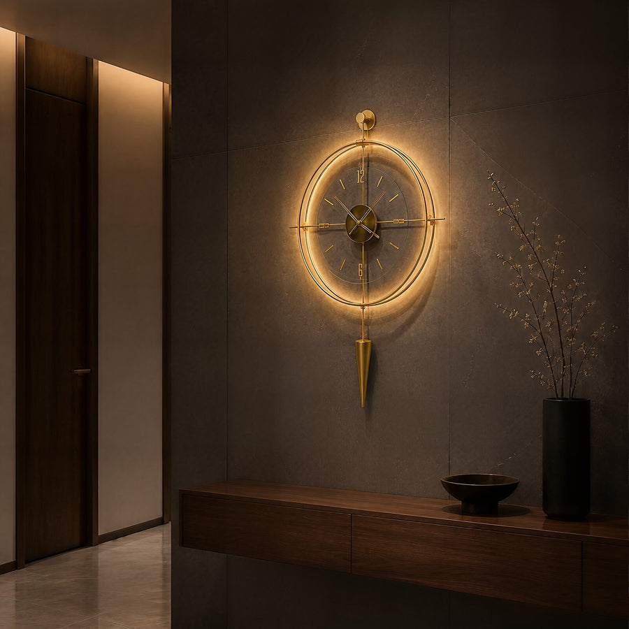 Orvasco Versay Pendulum Metal Wall Clock, 50 × 90 cm