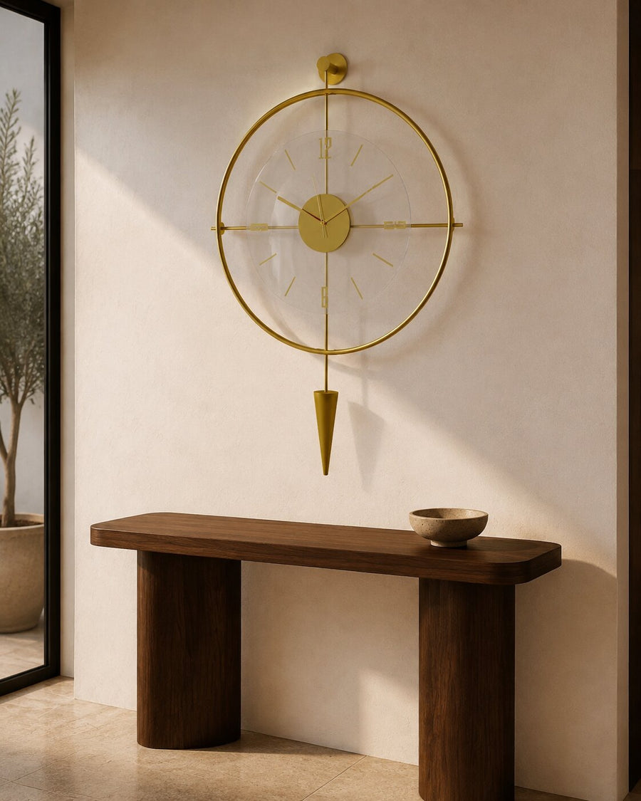 Orvasco Versay Pendulum Metal Wall Clock, 50 × 90 cm