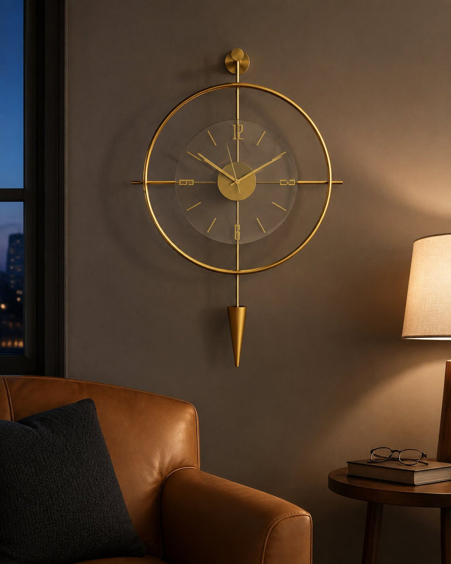 Orvasco Versay Pendulum Metal Wall Clock, 50 × 90 cm