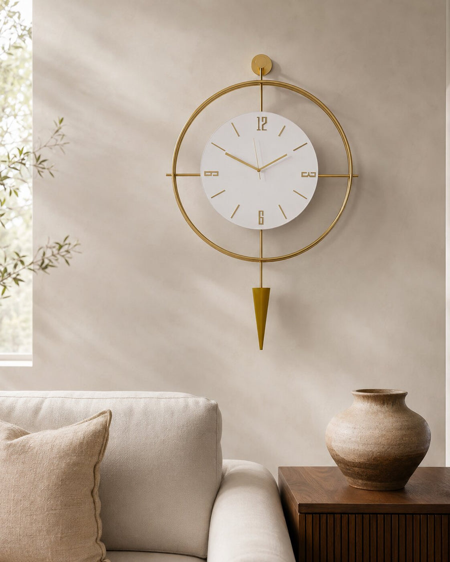 Orvasco Versay Pendulum Metal Wall Clock, 50 × 90 cm
