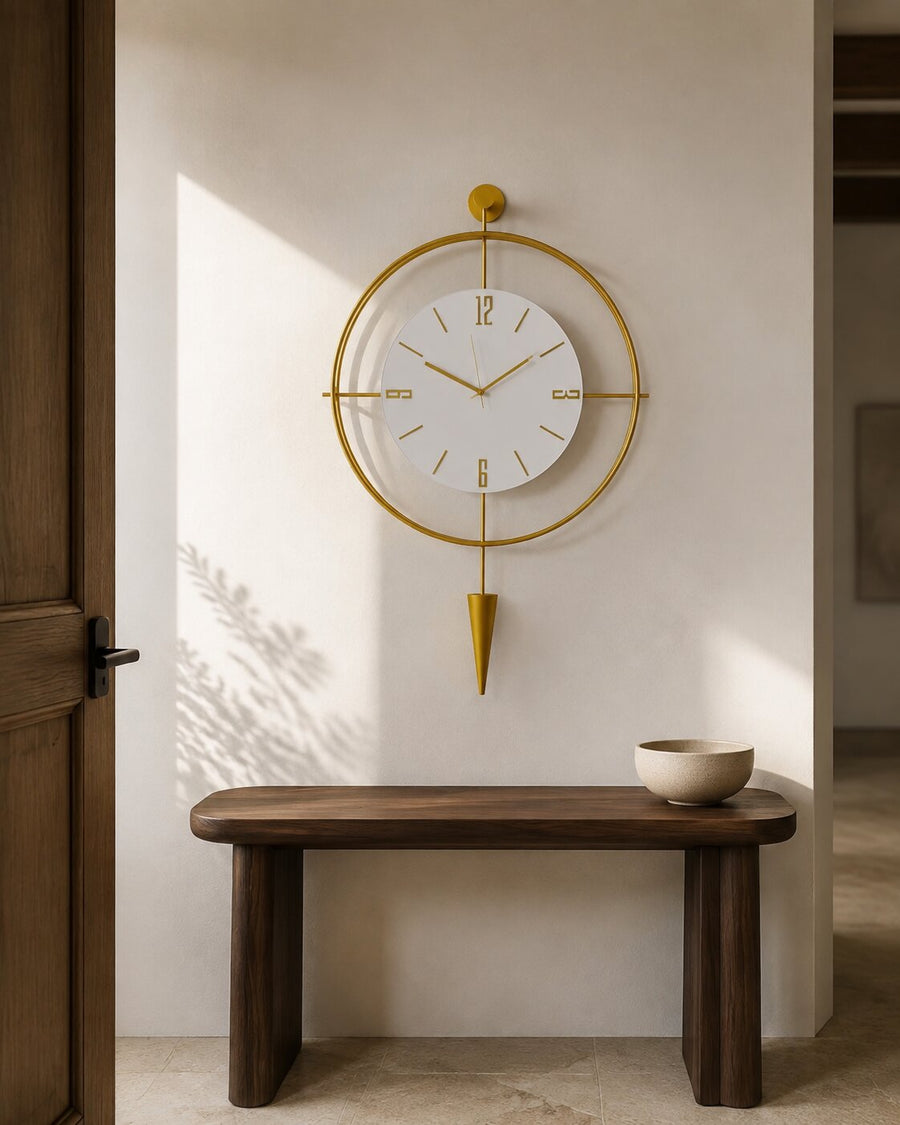 Orvasco Versay Pendulum Metal Wall Clock, 50 × 90 cm