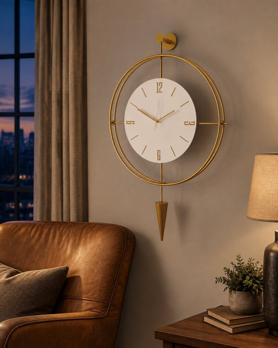 Orvasco Versay Pendulum Metal Wall Clock, 50 × 90 cm