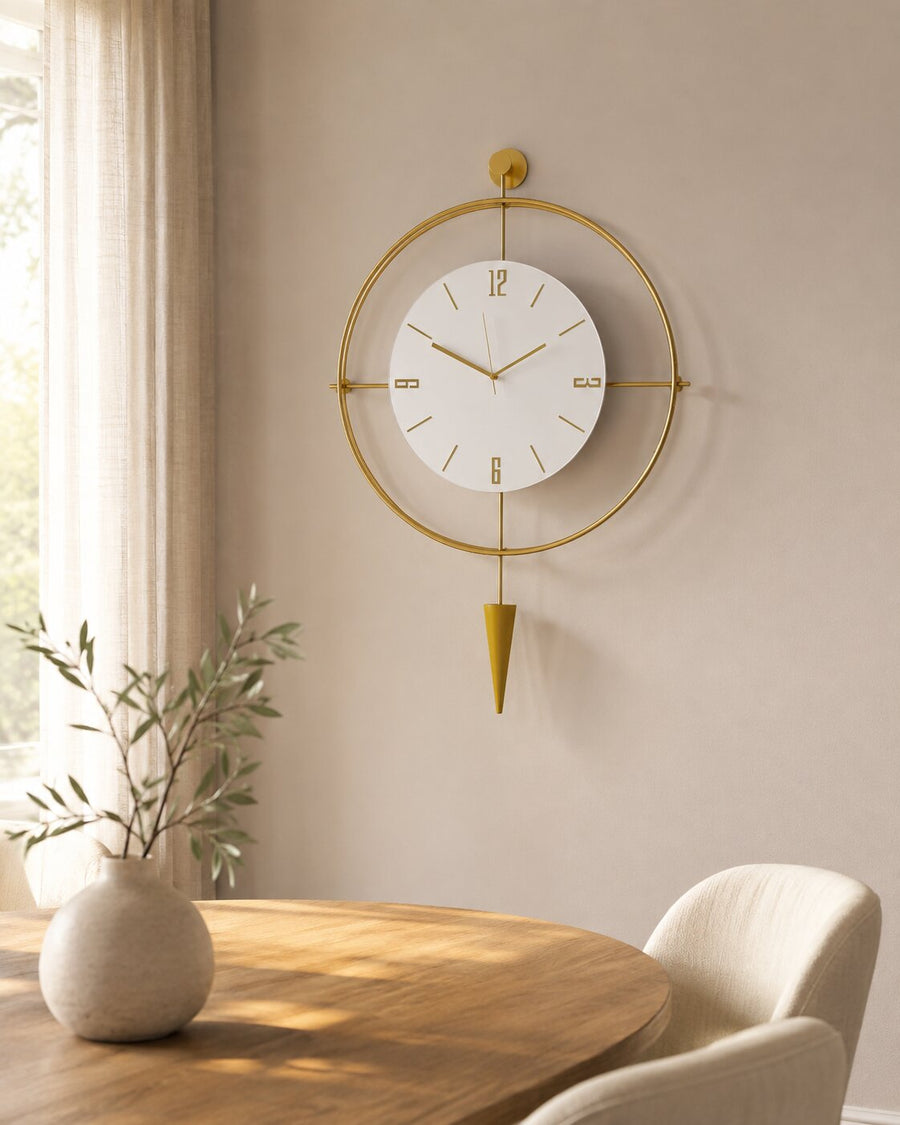 Orvasco Versay Pendulum Metal Wall Clock, 50 × 90 cm